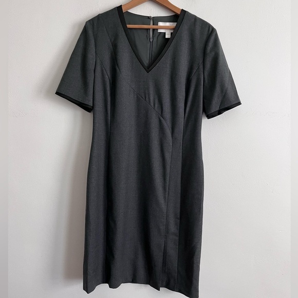 Hugo Boss Dresses & Skirts - Hugo Boss Gray Wool V neck Office Dress